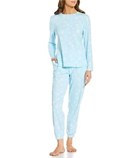 Sleep Sense Snowflake Print Knit Long Sleeve Crew Neck Coordinating Holiday Sleep Top