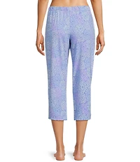 Sleep Sense Spring Mums Knit Print Drawstring Tie Coordinating Sleep Capri Pants
