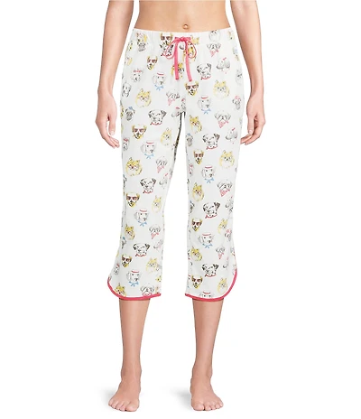 Sleep Sense Summer Dogs Print Coordinating Knit Sleep Capri Pants