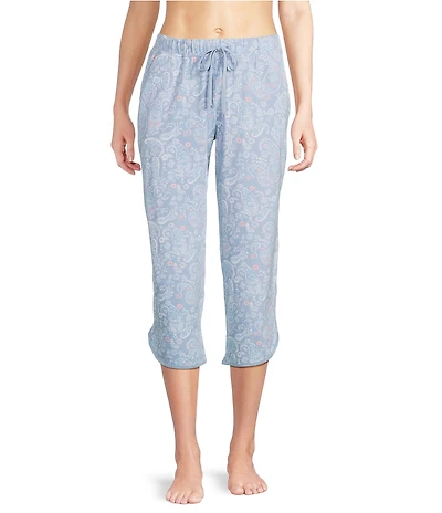 Sleep Sense Sweet Paisley Print Coordinating Knit Sleep Capri Pants