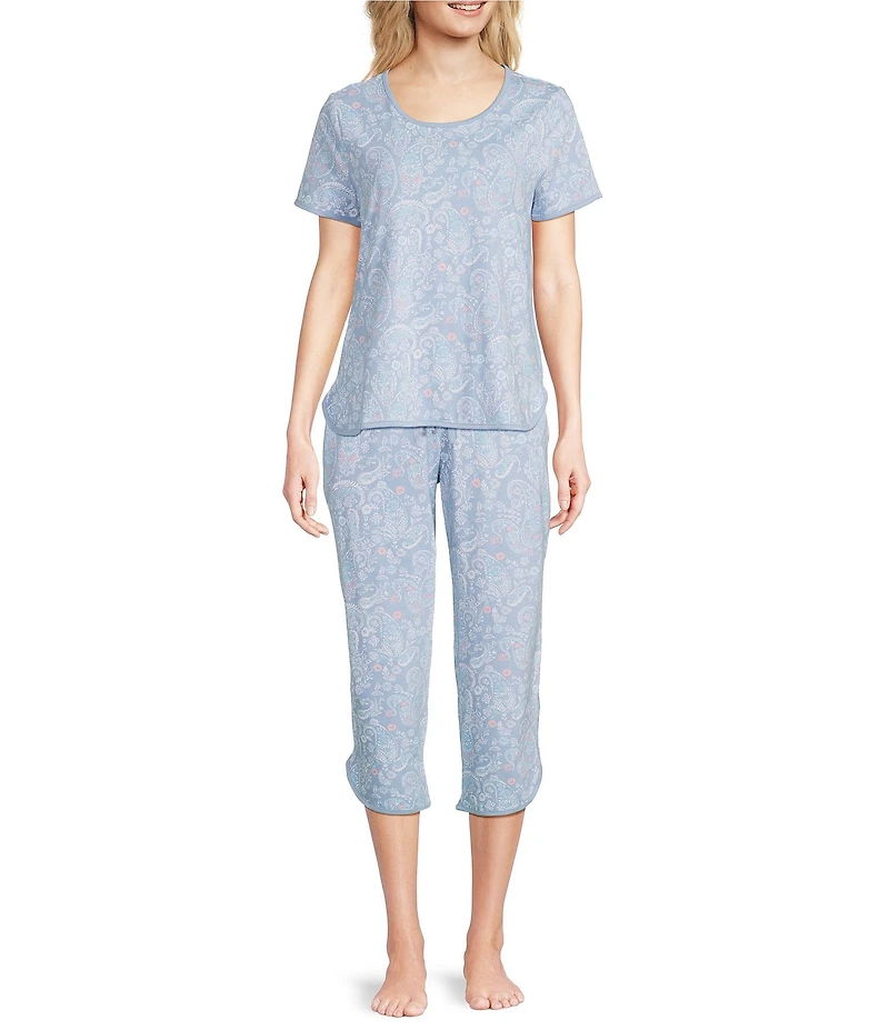 Sleep Sense Sweet Paisley Print Coordinating Knit Sleep Capri Pants