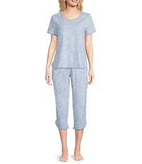 Sleep Sense Sweet Paisley Print Coordinating Knit Sleep Capri Pants
