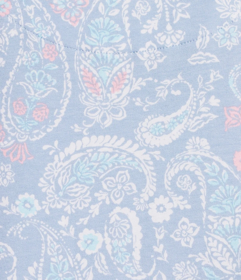 Sleep Sense Sweet Paisley Print Short Sleeve Scoop Neck Knit Coordinating Sleep Top