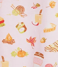 Sleep Sense Tossed Fall Print Short Sleeve Crew Neck Knit Nightshirt