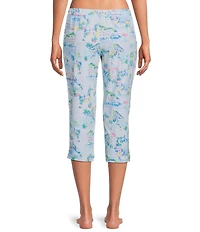 Sleep Sense Vacay Toile Knit Print Drawstring Tie Coordinating Sleep Capri Pants