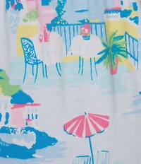Sleep Sense Vacay Toile Knit Print Drawstring Tie Coordinating Sleep Capri Pants