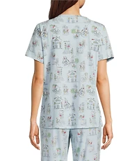 Sleep Sense Vacay Toile Print Short Sleeve Scoop Neck Coordinating Sleep Top