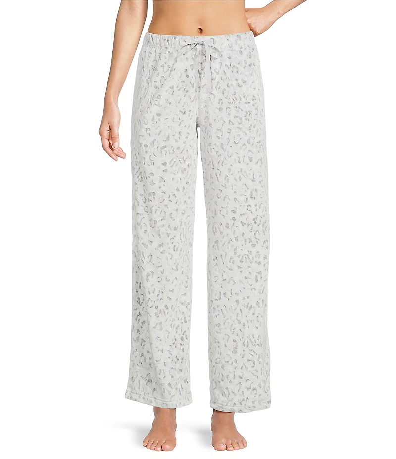 Sleep Sense Velour Animal Print Coordinating Drawstring Tie Sleep Pants