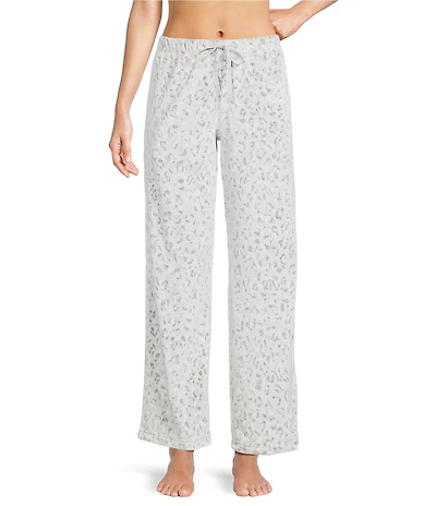 Sleep Sense Velour Animal Print Coordinating Drawstring Tie Sleep Pants