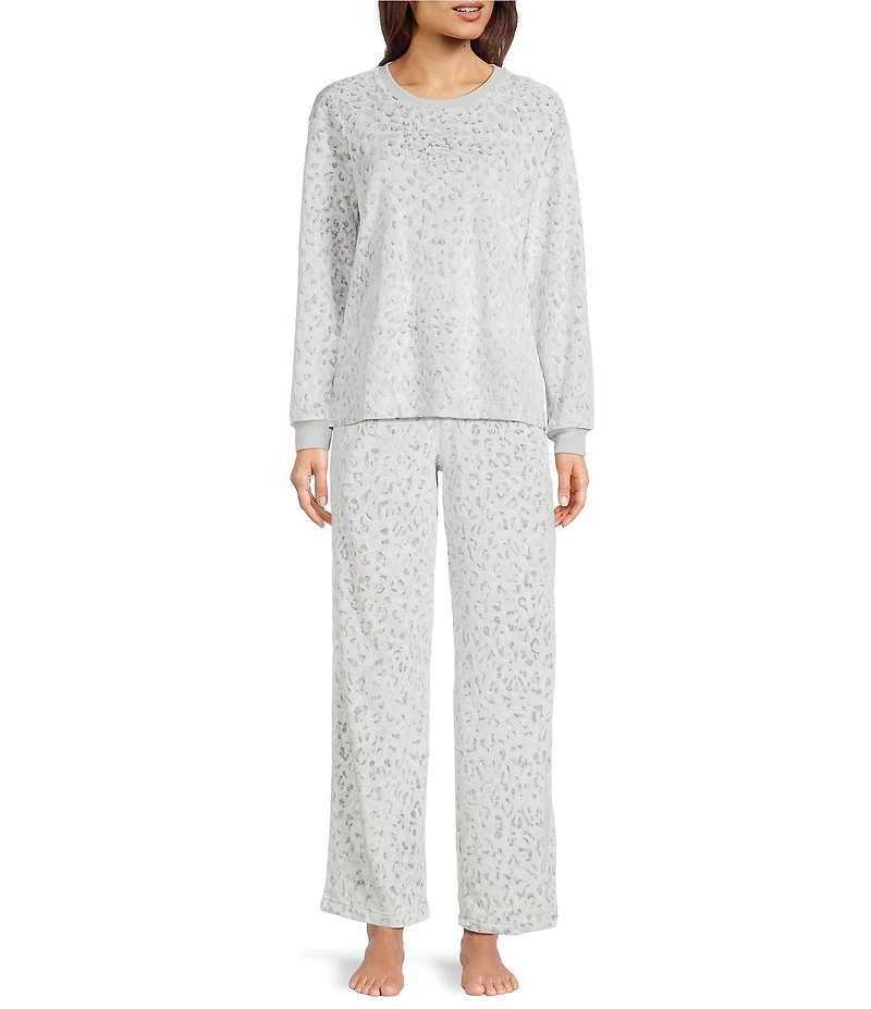 Sleep Sense Velour Animal Print Coordinating Drawstring Tie Sleep Pants