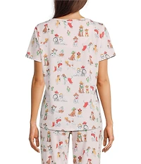 Sleep Sense Western Dogs Print Short Sleeve Scoop Neck Coordinating Sleep Top