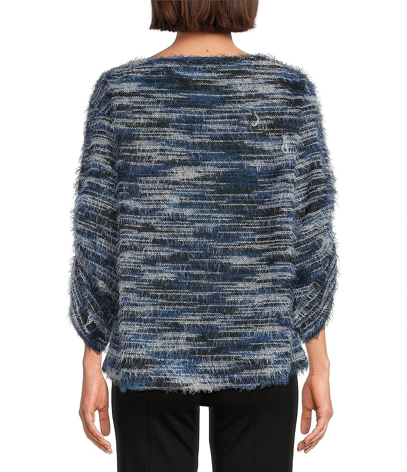 Slim Factor by Investments Alexa Boat Neck 3/4 Sleeve Fuzzy Knit Top