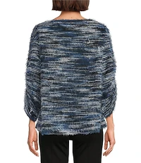 Slim Factor by Investments Alexa Boat Neck 3/4 Sleeve Fuzzy Knit Top