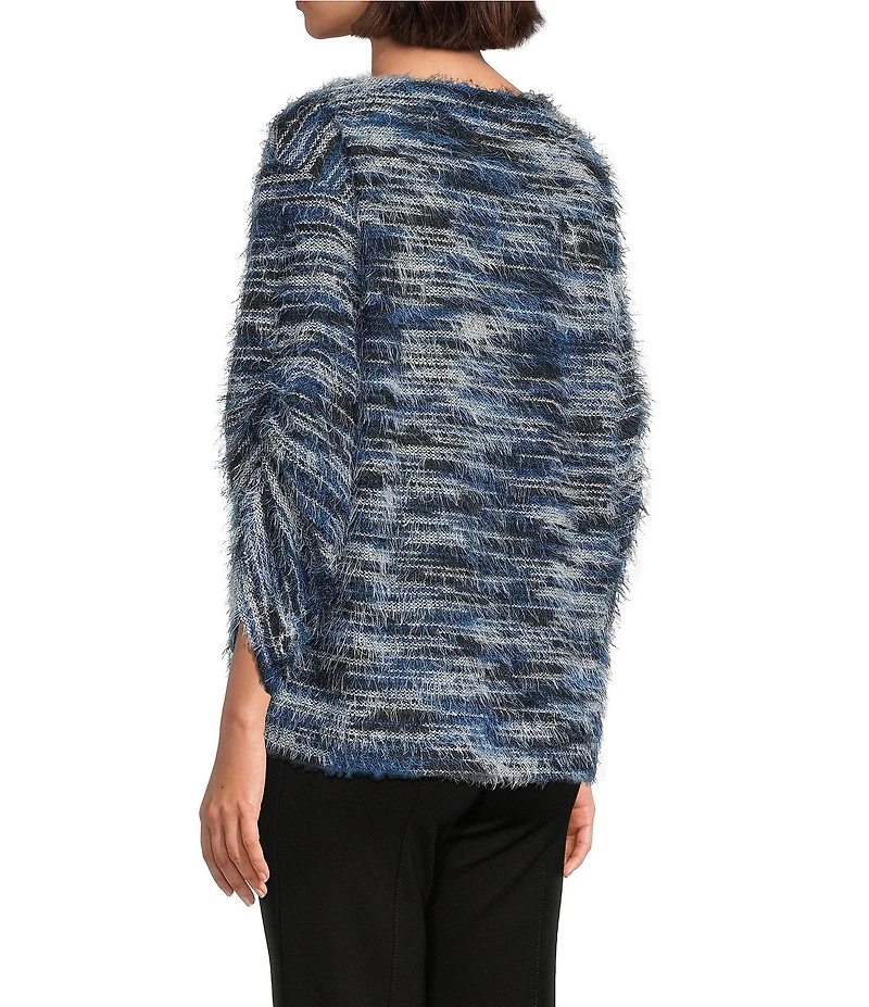 Slim Factor by Investments Alexa Boat Neck 3/4 Sleeve Fuzzy Knit Top