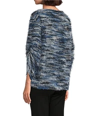 Slim Factor by Investments Alexa Boat Neck 3/4 Sleeve Fuzzy Knit Top