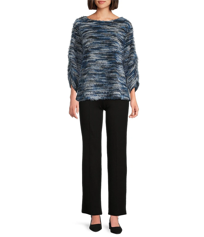 Slim Factor by Investments Alexa Boat Neck 3/4 Sleeve Fuzzy Knit Top