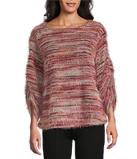 Slim Factor by Investments Alexa Boat Neck 3/4 Sleeve Fuzzy Knit Top