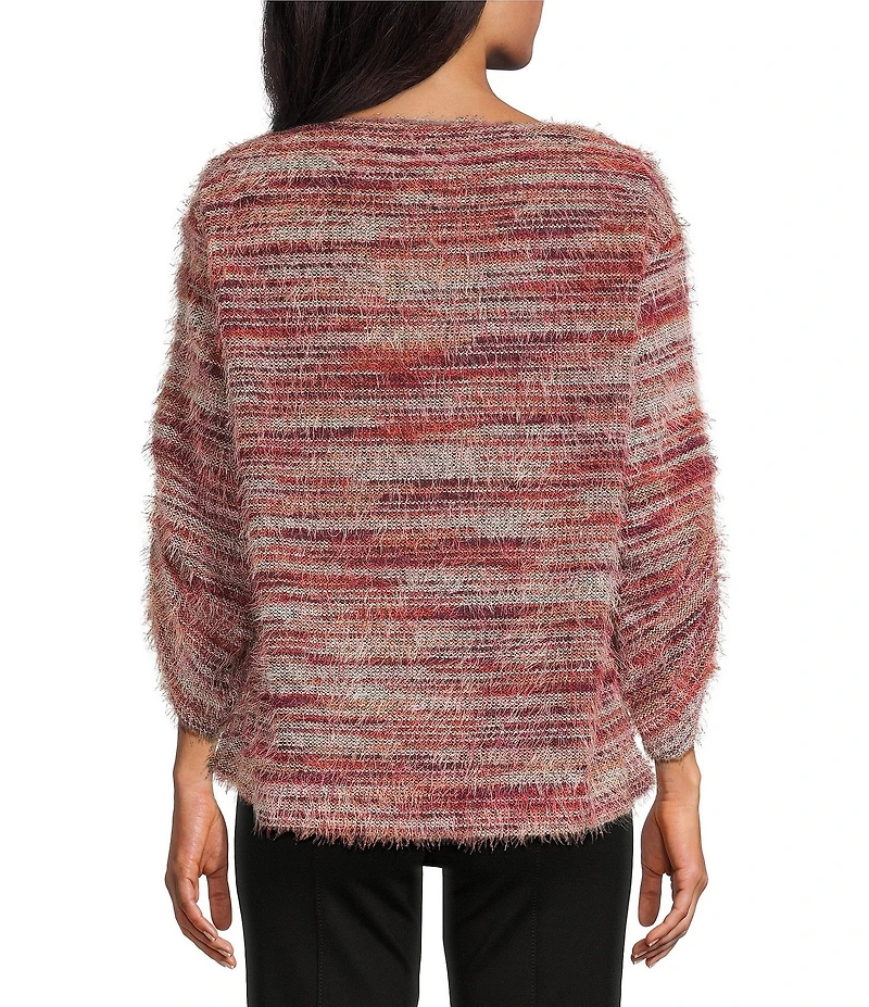 Slim Factor by Investments Alexa Boat Neck 3/4 Sleeve Fuzzy Knit Top
