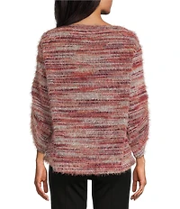 Slim Factor by Investments Alexa Boat Neck 3/4 Sleeve Fuzzy Knit Top