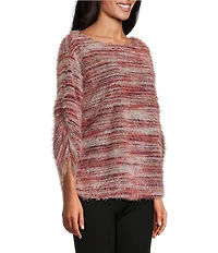Slim Factor by Investments Alexa Boat Neck 3/4 Sleeve Fuzzy Knit Top