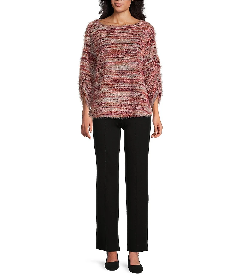 Slim Factor by Investments Alexa Boat Neck 3/4 Sleeve Fuzzy Knit Top