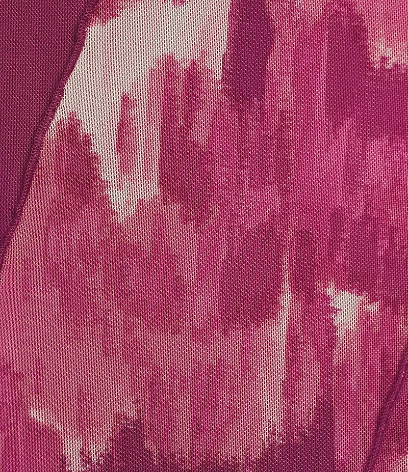 Slim Factor by Investments Blur Print Crew Neck Long Sleeve Ruffled Hem Lined Top