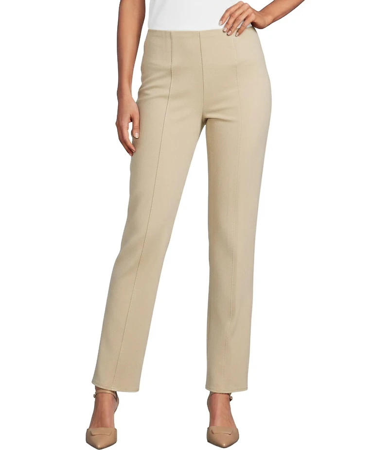 Slim Factor by Investments Stretch Ponte Knit No Waist Slim Straight Pants