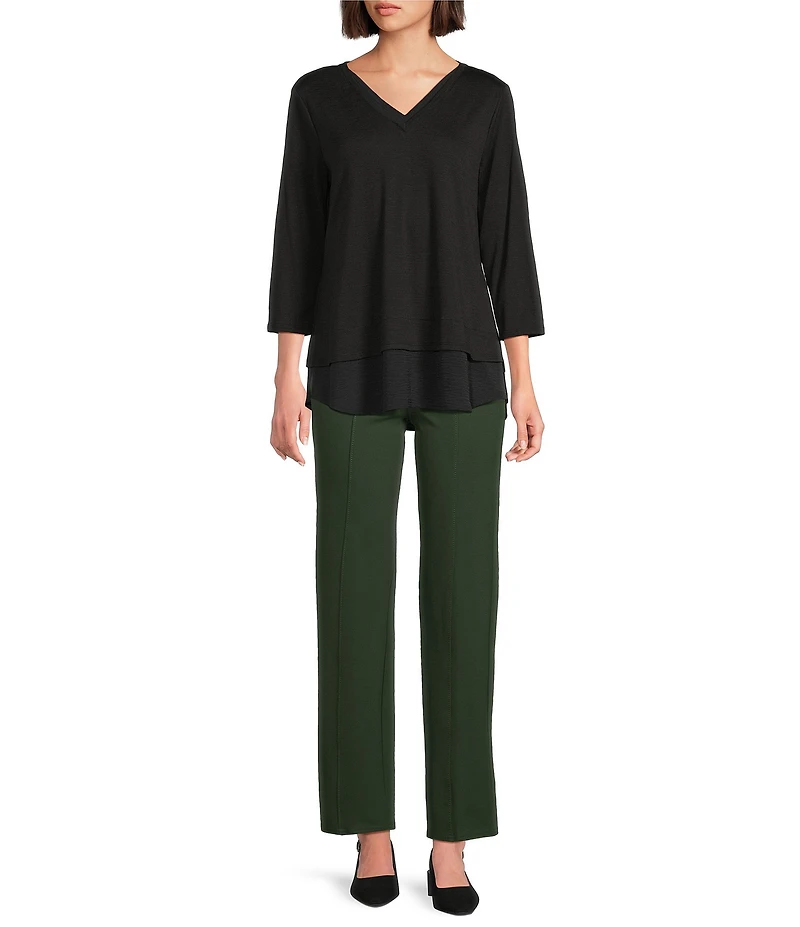 Slim Factor by Investments Ponte Knit No Waist Slim Straight Pants