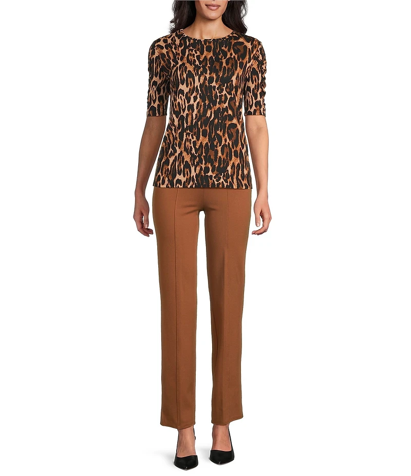 Slim Factor by Investments Ponte Knit No Waist Slim Straight Pants