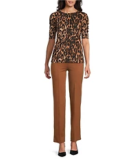 Slim Factor by Investments Ponte Knit No Waist Slim Straight Pants
