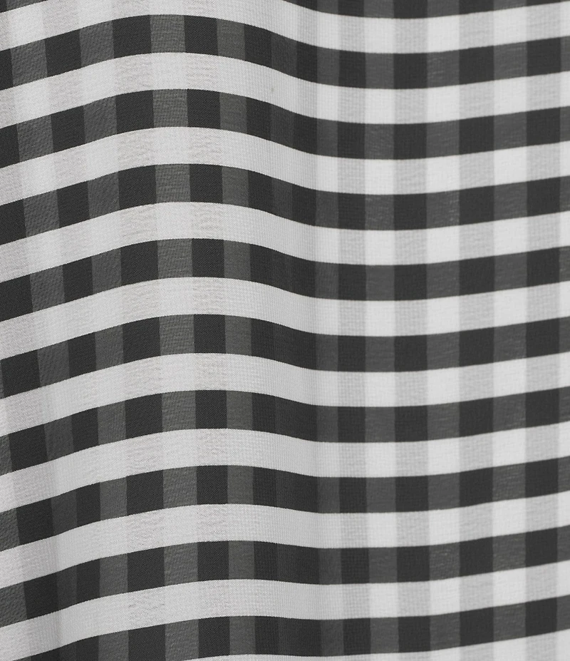 Slim Factor by Investments Gingham Print 3/4 Sleeve Crew Neck Double Layer Top