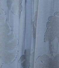 Slim Factor By Investments Heidi Palm Jacquard Elastic Linen Blend Crew Neckline Short Sleeve Top