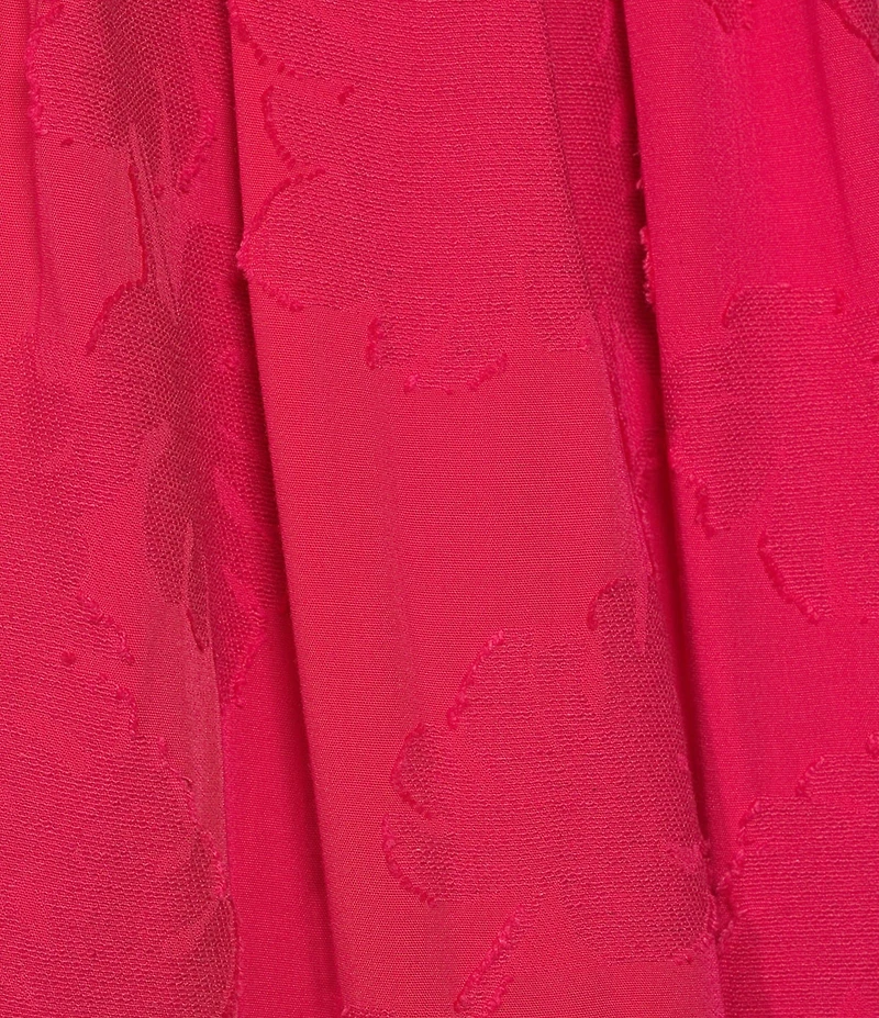 Slim Factor By Investments Heidi Palm Jacquard Elastic Linen Blend Crew Neckline Short Sleeve Top