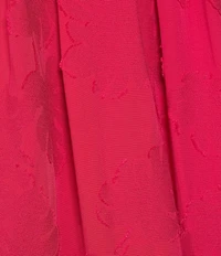 Slim Factor By Investments Heidi Palm Jacquard Elastic Linen Blend Crew Neckline Short Sleeve Top