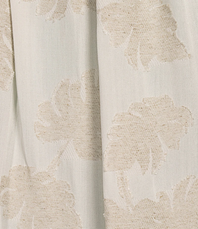 Slim Factor By Investments Heidi Palm Jacquard Elastic Linen Blend Crew Neckline Short Sleeve Top