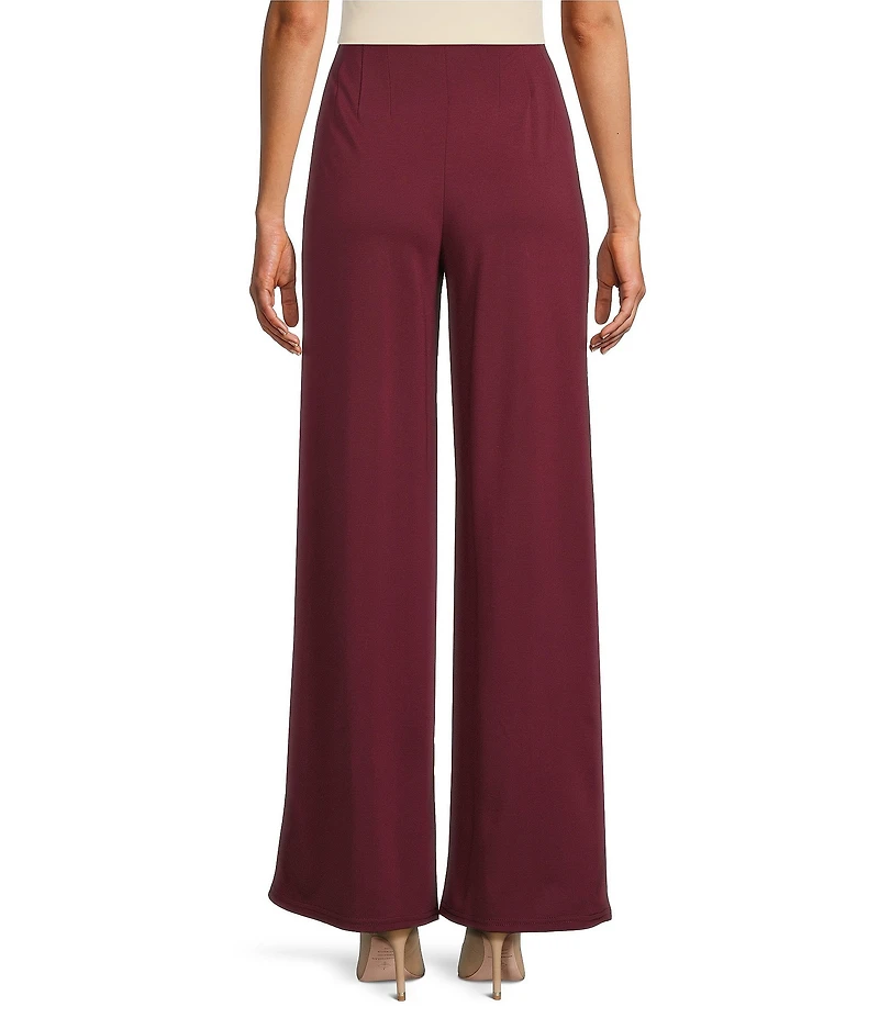 Slim Factor by Investments Lightweight Ponte Knit No Waist Wide Leg Pants