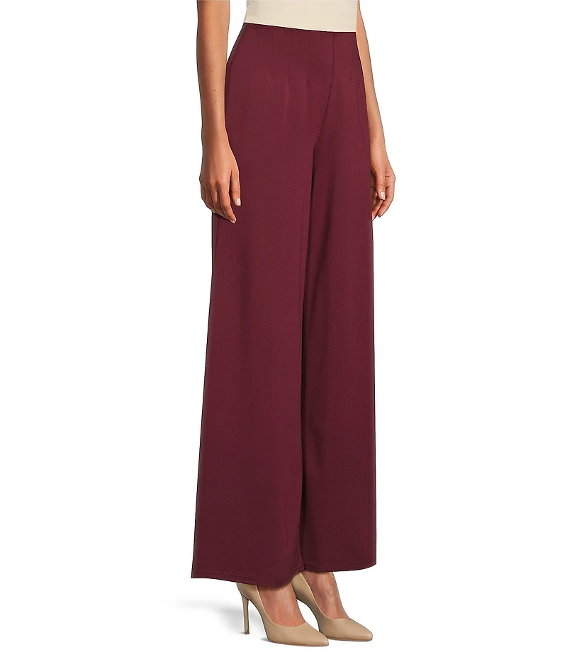 Slim Factor by Investments Lightweight Ponte Knit No Waist Wide Leg Pants