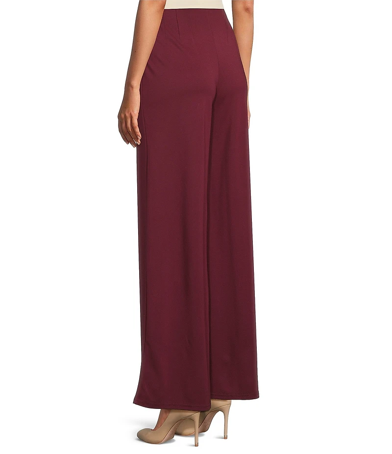 Slim Factor by Investments Lightweight Ponte Knit No Waist Wide Leg Pants