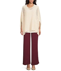 Slim Factor by Investments Lightweight Ponte Knit No Waist Wide Leg Pants