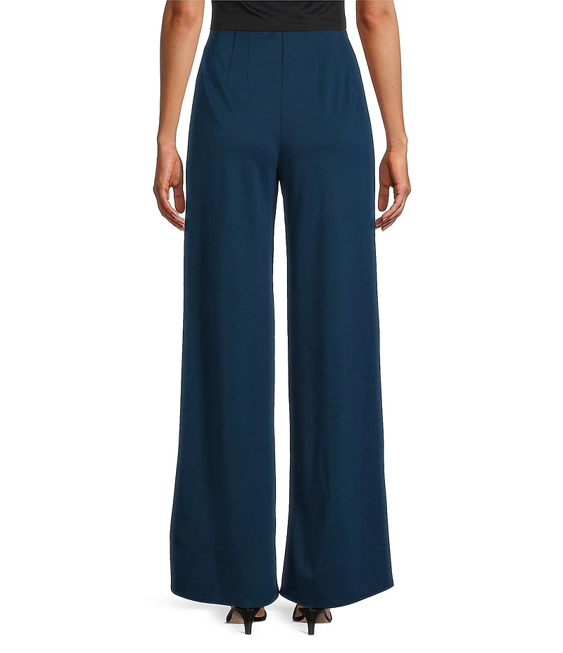 Slim Factor by Investments Lightweight Ponte Knit No Waist Wide Leg Pants