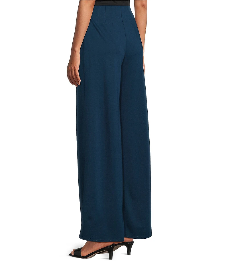 Slim Factor by Investments Lightweight Ponte Knit No Waist Wide Leg Pants