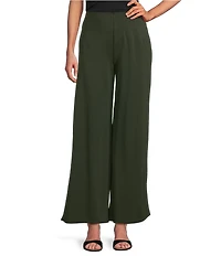 Slim Factor by Investments Lightweight Ponte Knit No Waist Wide Leg Pants