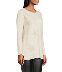 Slim Factor by Investments Madison Crew Neck Long Sleeve Star Sweater