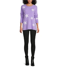 Slim Factor by Investments Madison Crew Neck Long Sleeve Star Sweater
