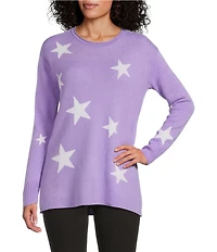 Slim Factor by Investments Madison Crew Neck Long Sleeve Star Sweater