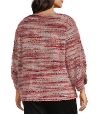 Slim Factor by Investments Plus Alexa Boat Neck 3/4 Sleeve Fuzzy Knit Top