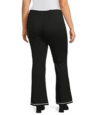 Slim Factor by Investments Plus Ponte Knit No Waist Flare Leg Beaded Trim Pants