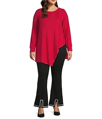 Slim Factor by Investments Plus Ponte Knit No Waist Flare Leg Beaded Trim Pants