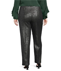 Slim Factor by Investments Plus Ponte Knit No Waist Slim Straight Python Foil Coated Pants