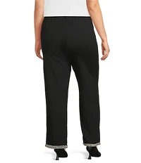 Slim Factor by Investments Plus Ponte Knit No Waist Wide Leg Beaded Hem Pants